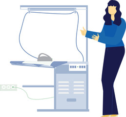 Girl pressing the cloth on iron table