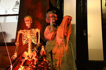 Halloween decorations cover the doorway and staircase of an Upper East Side townhouse in New York, N.Y., Wednesday, Oct. 22, 2025. (Photo: Gordon Donovan)