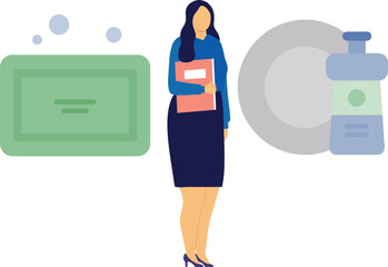 The girl is holding a file.