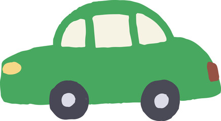 緑の車の手描きイラスト