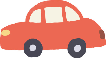 赤い車の手描きイラスト