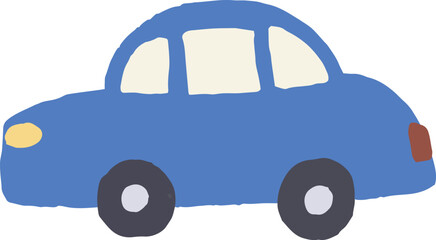 青い車の手描きイラスト