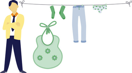 The man is drying clothes