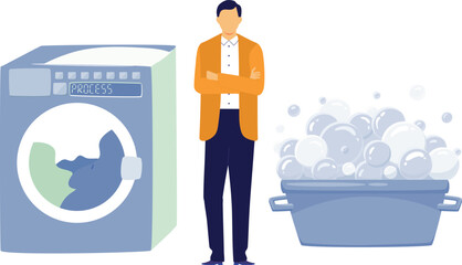 The man is showing washing tube