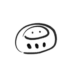 墨絵のシンプルでかわいい達磨　正月素材・モノクロ