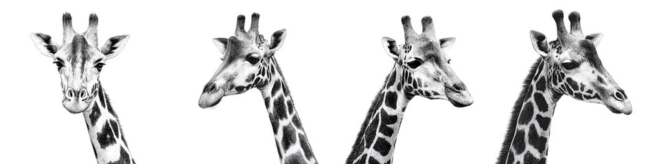 Naklejka premium Giraffe Head Portraits: Wildlife Art