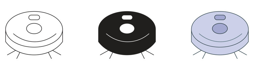 Robot Vacuum Cleaners Icon Set. Vector Illustration .