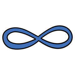 Fototapeta premium Hand-drawn cartoon blue sign of infinity on a white background.