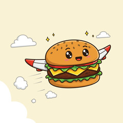 fly burger illustration