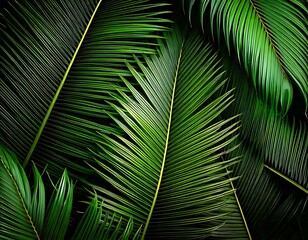 deep jungle, lush tropical greenery, bright natural backdrop, and dense green palm leaves