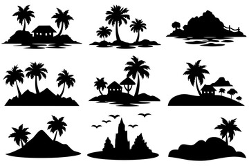 Island and Beach Silhouette Pack