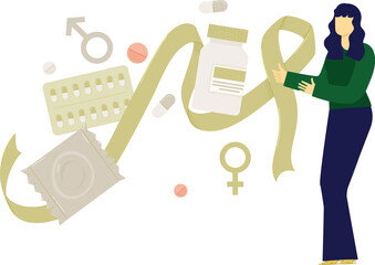 The woman is showing aids protection.