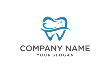 Modern Dental Tooth Logo with Wave and Sparkles for Oral Health Clinic