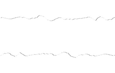 Abstract textured black torn paper strip with rough jagged edges on a clean white background creating a dramatic contrast and visual divide