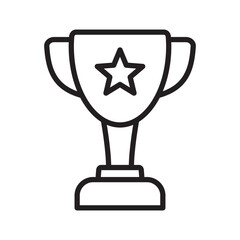 Trophy Cup with Star Line Icon – Winner, Victory, and Achievement Symbol.