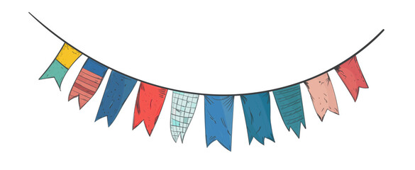 Garland one line drawing. Vector illustration isolated on white background