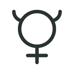 Mercury astrology symbol. Mercury planet vector sign with editable stroke