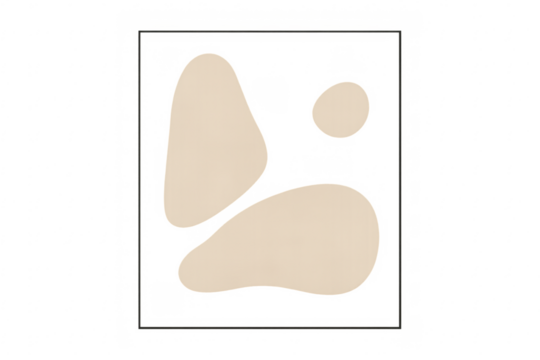 Minimalist abstract art beige organic shapes composition - Powered by Adobe