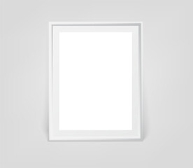 Empty picture frame on the sall. 3d vector mockup