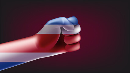 Fist with flag of Costa Rica. 3d vector illustration