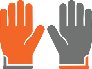Obraz premium Orange and Grey Protective Work Gloves Icon isolated on white backround