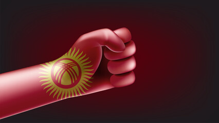 Fist with flag of Kyrgyzstan. 3d vector illustration