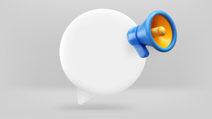 Speech balloon with megaphone. ed vector illustration with copy space