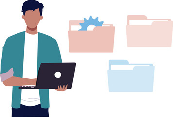 The boy is working on website folder