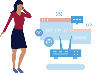 The girl is busy in mobile while programming language