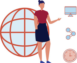 The girl is explaining global internet