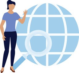 The girl is searching global website