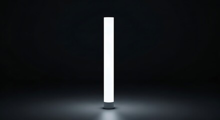 Sleek Vertical Light Pillar Glowing Brightly in a Dark, Minimalist Void.