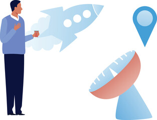 The man is doing new website lunch