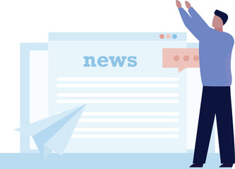 The man is doing presentation about news