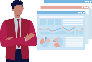 The man is presenting different websites