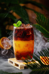 Refreshing Layered Mocktail with Ice and Mint