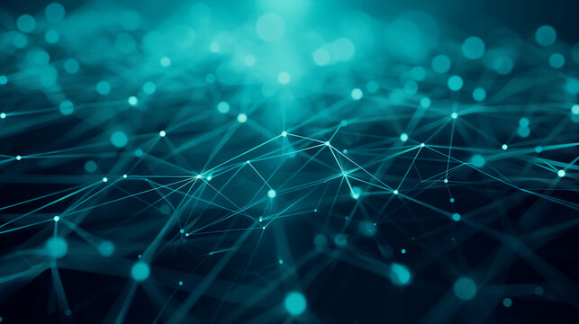 Network of Connected Dots: A visually stunning depiction of interconnected nodes and lines, illustrating the intricate web of digital connectivity, data flow, and technological advancement.