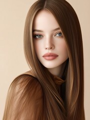 Beautiful woman model with perfect skin and hair in portrait style.