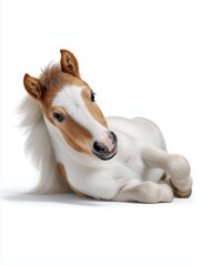 Obraz premium Cute Pony Relaxing on White Background
