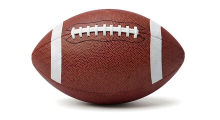 Fototapeta premium Brown leather American football ball isolated on a white background, ready for the game
