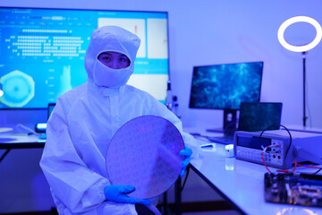 Close-up concept of semiconductor or microchip, technology development, electronics industry,...