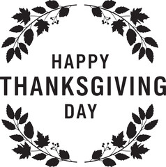 floral frame with leaves with 'happy thanksgiving day', editable file
