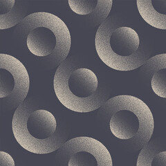 Bold circles classic motif seamless pattern abstract grainy textured vector abstract background. Halftone art illustration for luxurious textile print. Endless graphic abstraction for cosy home decor
