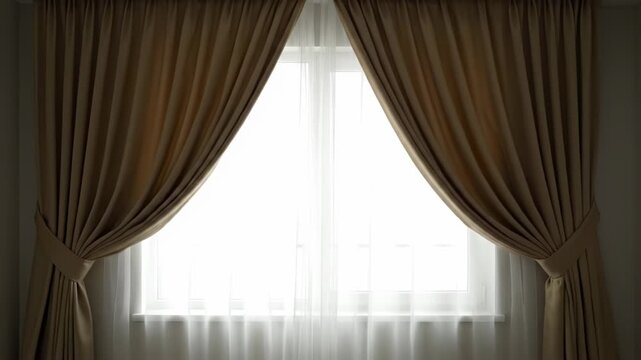 A bare window transforms with elegant sheer and opaque curtains. The beautiful drapes add warmth and style to the room.