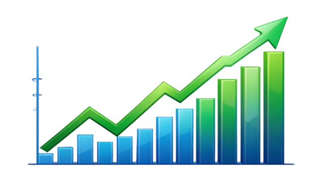  Statistical Data Analysis Graph with Upward Trend Arrow, Transparent Background PNG