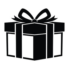 Gift Box with Ribbon Bow Silhouette Vector Icon | Present, Holiday Surprise, and Celebration Symbol