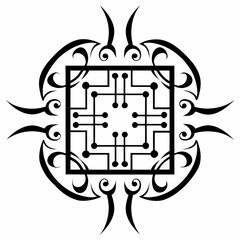 Abstract geometric design with tribal ornaments