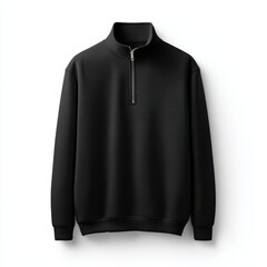 Black quarter zip sweatshirt isolated on white background