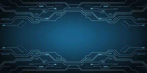 Abstract blue digital circuit board pattern forming a frame with empty center technology Modern Innovation Tech Background