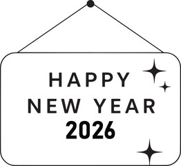 happy new year 2026  on a transparent background, editable file